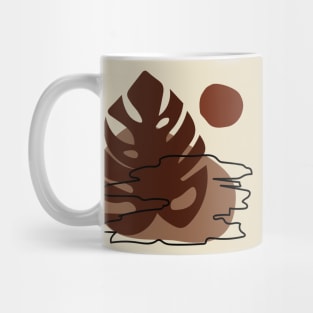 Modern Minimalist Simple Abstract Pastel Pink Black Leaf Art Mug